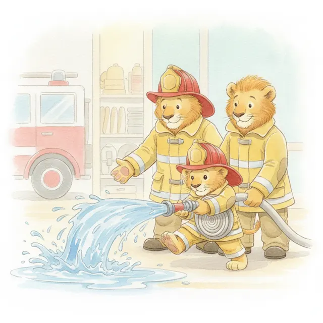 Leo Learns to Use the Big Hose story for kids illustration