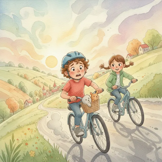 Leo Rides Down the Big Hill story for kids illustration