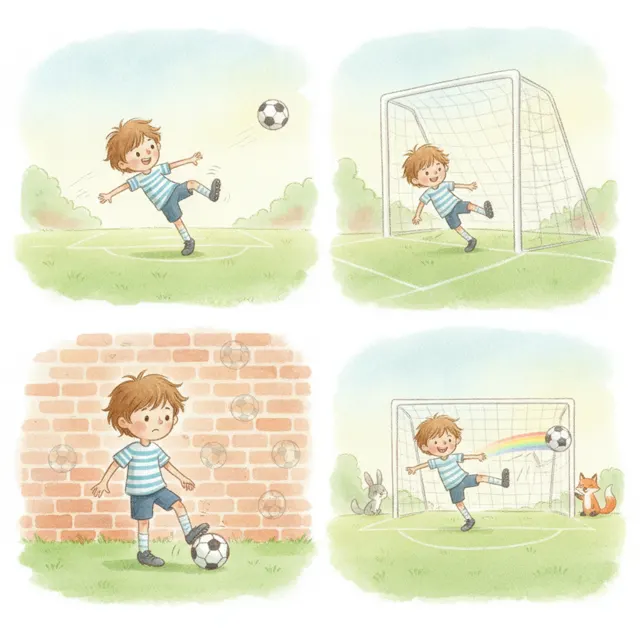 Leo's Left Foot Learns to Kick story for kids illustration