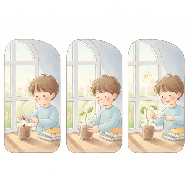 Leo's Plant That Reached for Light story for kids illustration