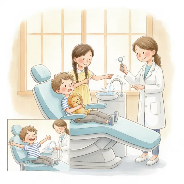Leo's Very First Dentist Visit story for kids illustration
