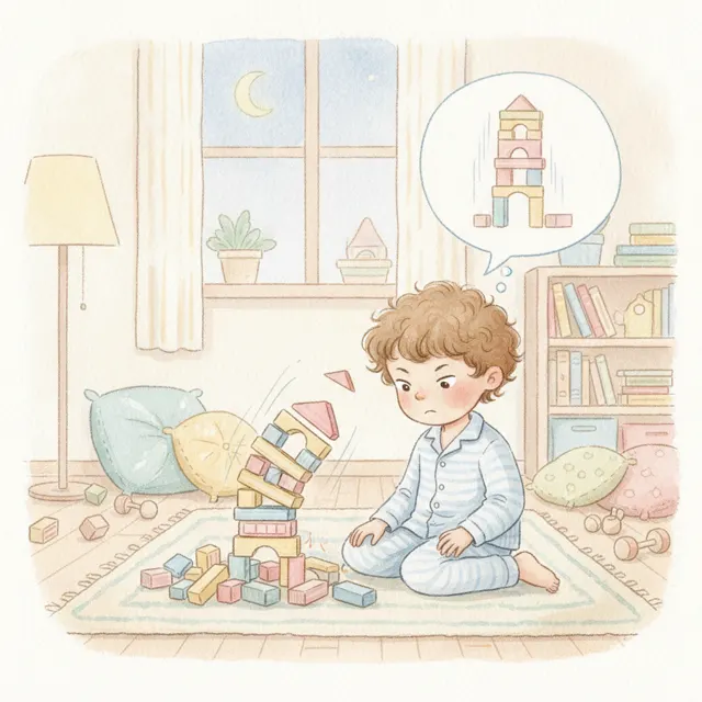 Leo's Wobbly Tower story for kids illustration