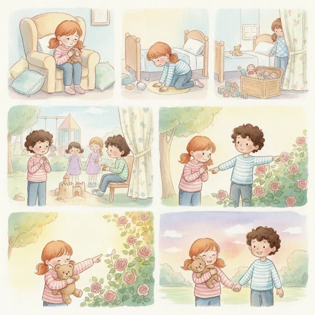 Lila's Lost Bear story for kids illustration