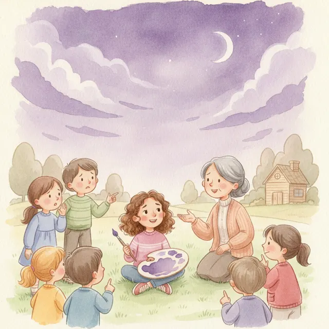 Lila's Purple Sky story for kids illustration
