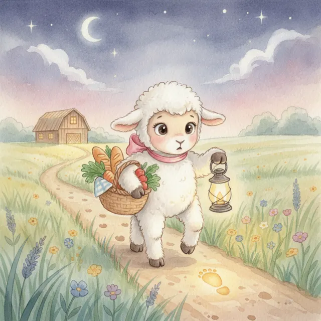 Lila the Lamb and the Dark Night story for kids illustration