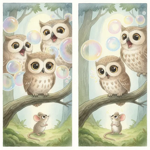 Little Owl's Quiet Whoo story for kids illustration