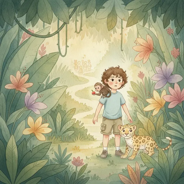 Lost in the Jungle story for kids illustration