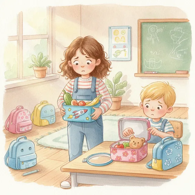 Lucy and the Lunch Box Mix-Up story for kids illustration