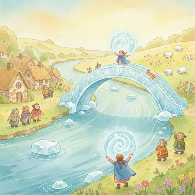 Lumi Builds a Bridge of Ice story for kids illustration