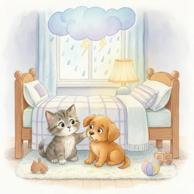 Luna and the Loud Thunder story for kids illustration