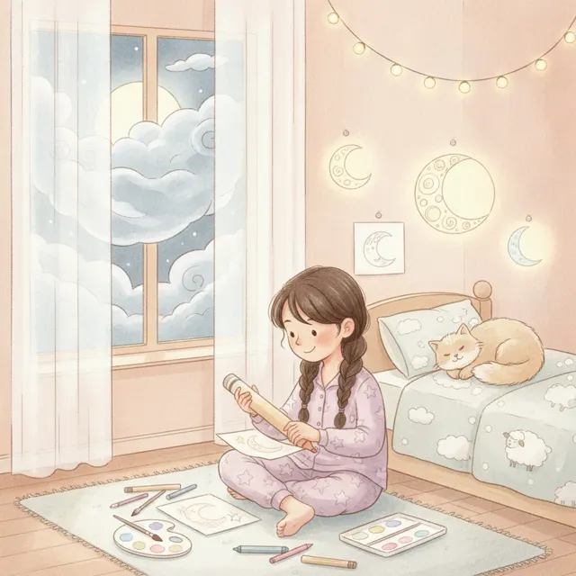 Luna and the Missing Moon story for kids illustration