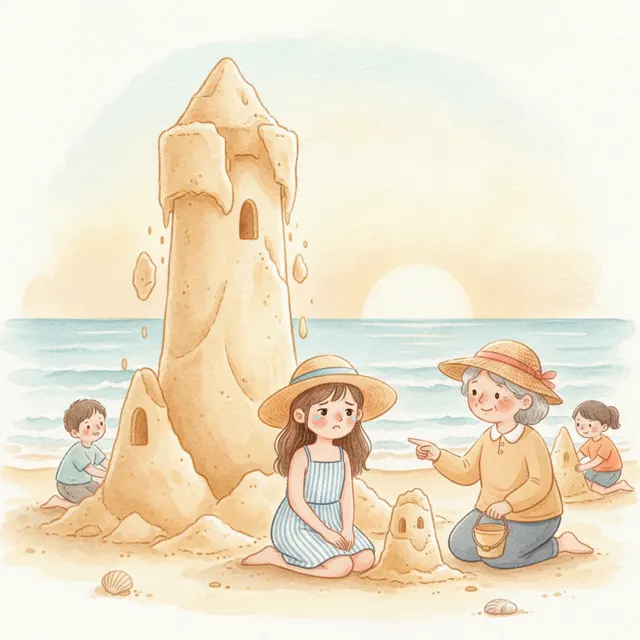 Luna and the Too-Tall Sandcastle story for kids illustration