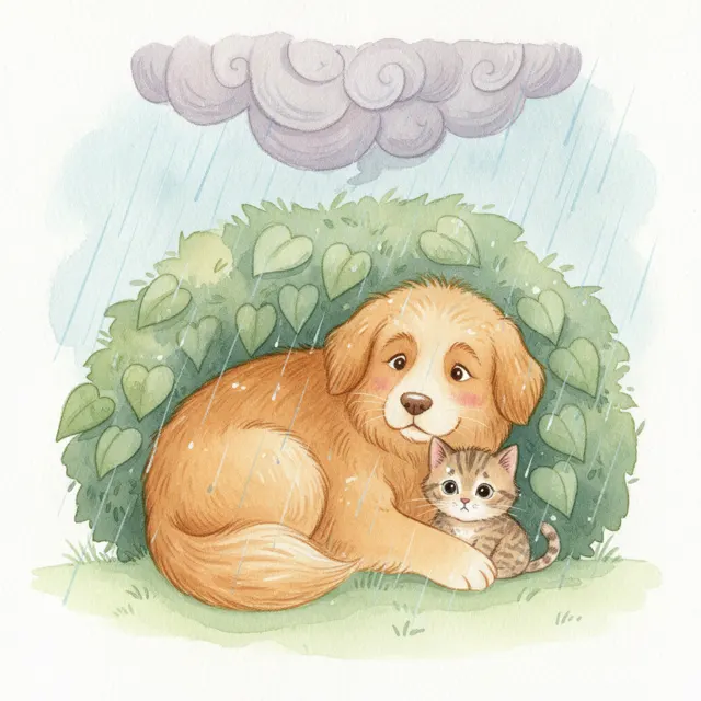 Luna Comforts a Scared Kitten story for kids illustration