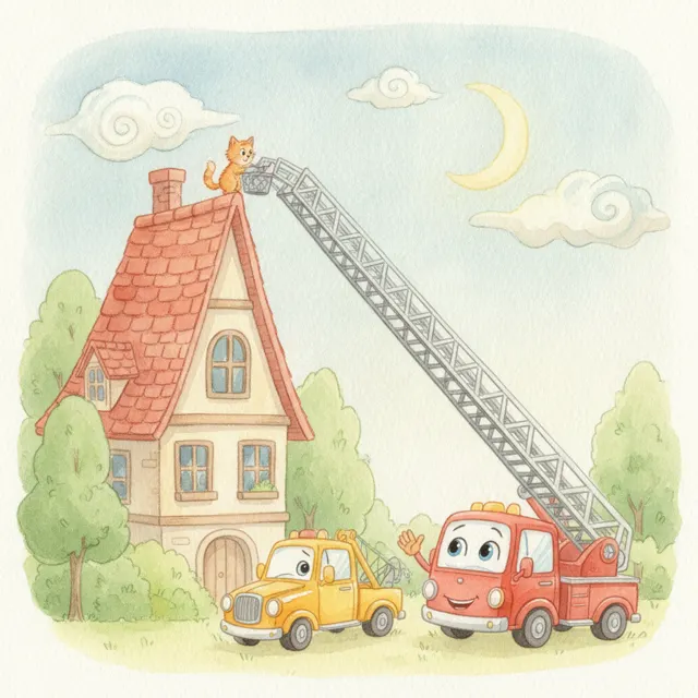 Luna the Ladder Truck Reaches High story for kids illustration