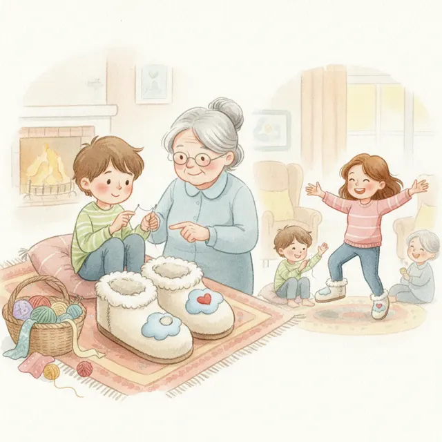 Mama's Cozy Slippers story for kids illustration