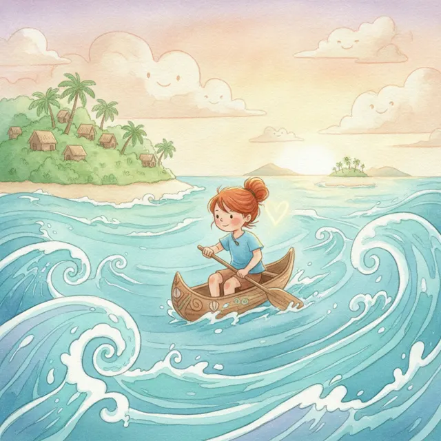 Mara and the Whispering Waves story for kids illustration