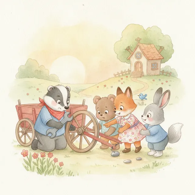 Max and the Wobbly Wheel story for kids illustration