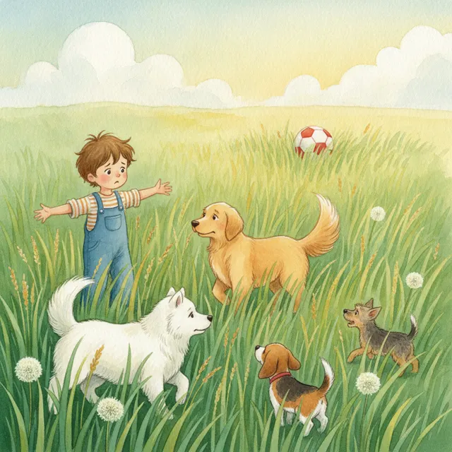 Max Helps Find the Ball story for kids illustration