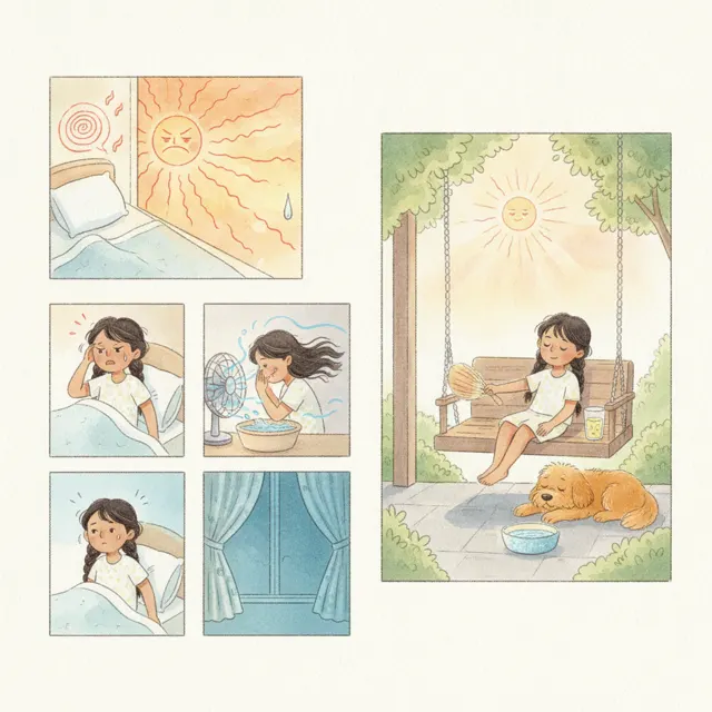Maya and the Grumpy Sun story for kids illustration