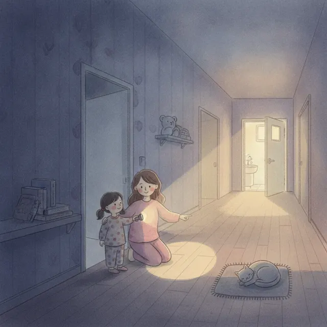 Maya and the Long Dark Hallway story for kids illustration