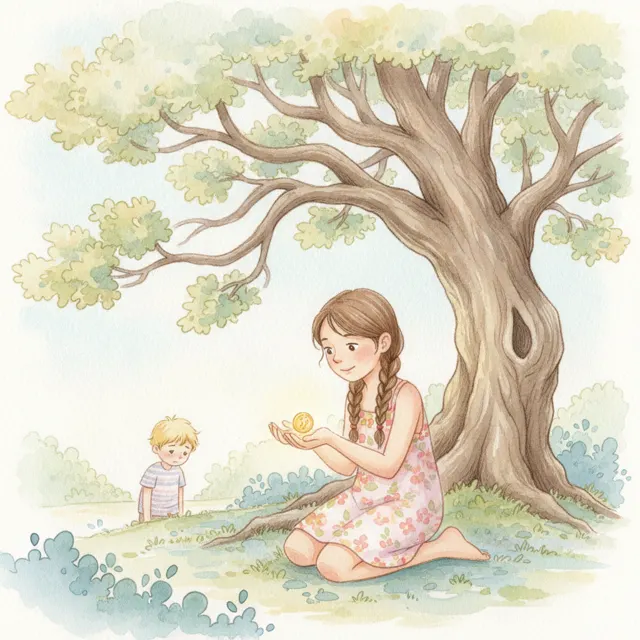 Maya and the Lost Coin story for kids illustration