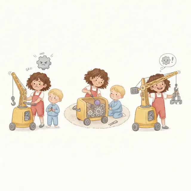 Maya and the Stuck Gear story for kids illustration