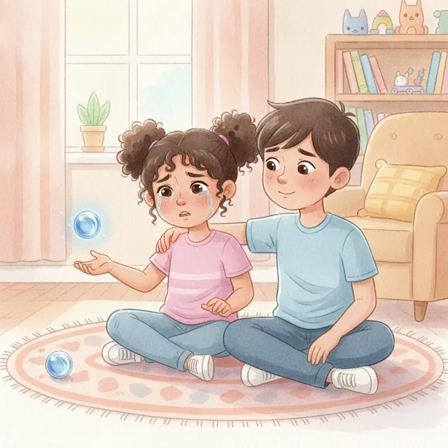Maya's Missing Marble story for kids illustration