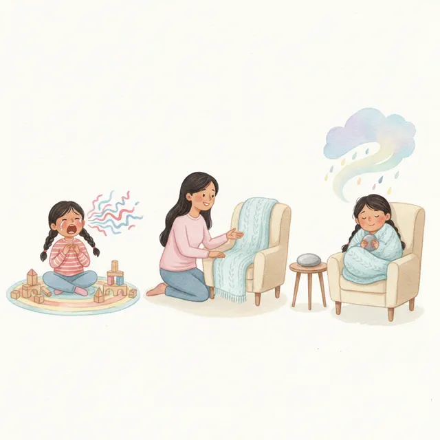 Maya's Quiet Corner story for kids illustration