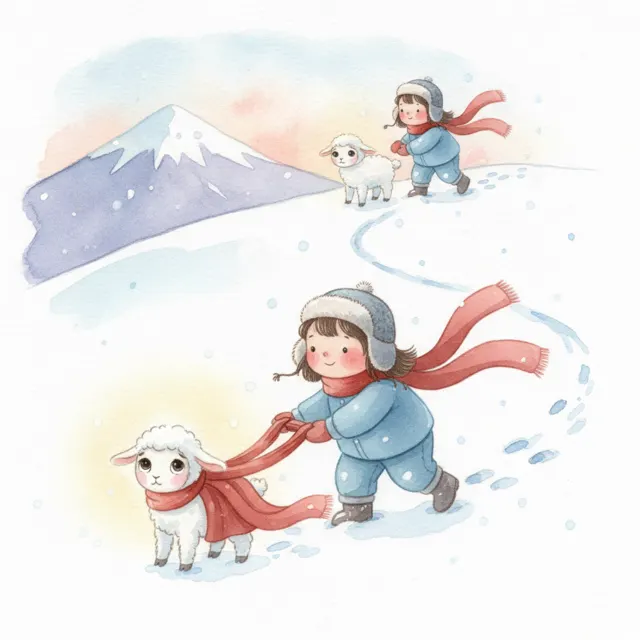 Maya's Warm Red Scarf story for kids illustration
