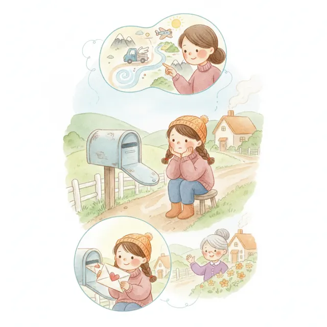 Mia and the Slow Letter story for kids illustration