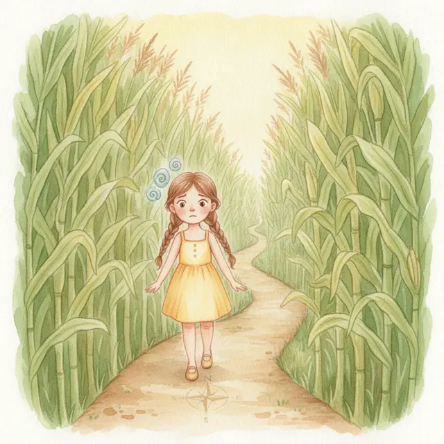 Mia's Courage in the Corn story for kids illustration