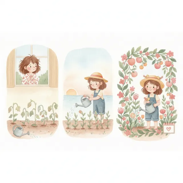 Mia's Morning Job story for kids illustration