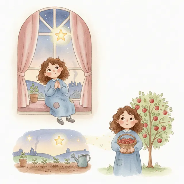 Mia's Wish on the First Star story for kids illustration