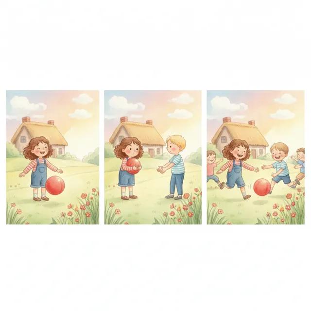 Mia Shares Her Red Ball story for kids illustration