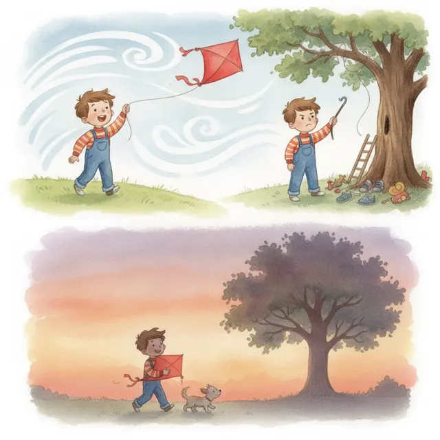 Milo and the Lost Kite story for kids illustration
