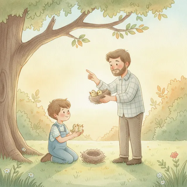 Milo Helps the Baby Birds story for kids illustration