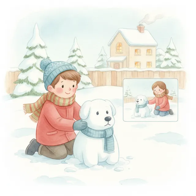 Milo Makes a Snow Dog story for kids illustration