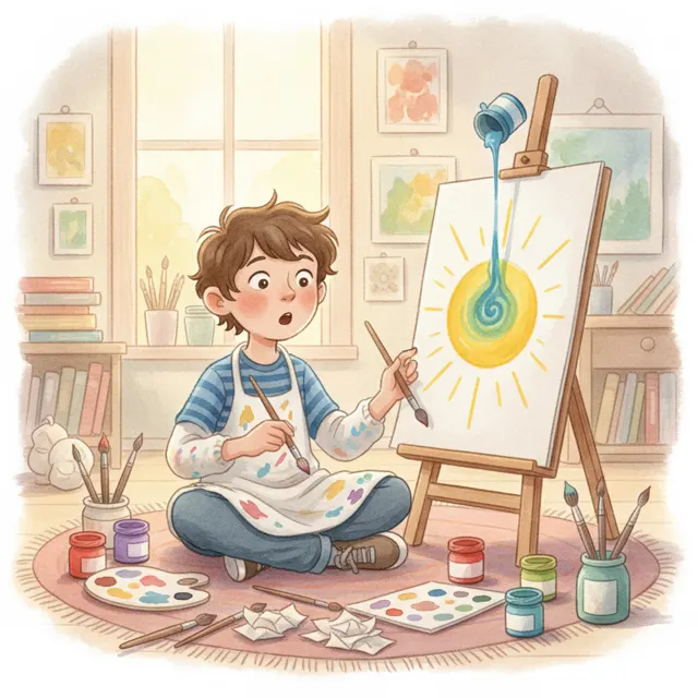 Milo Paints a Surprise story for kids illustration