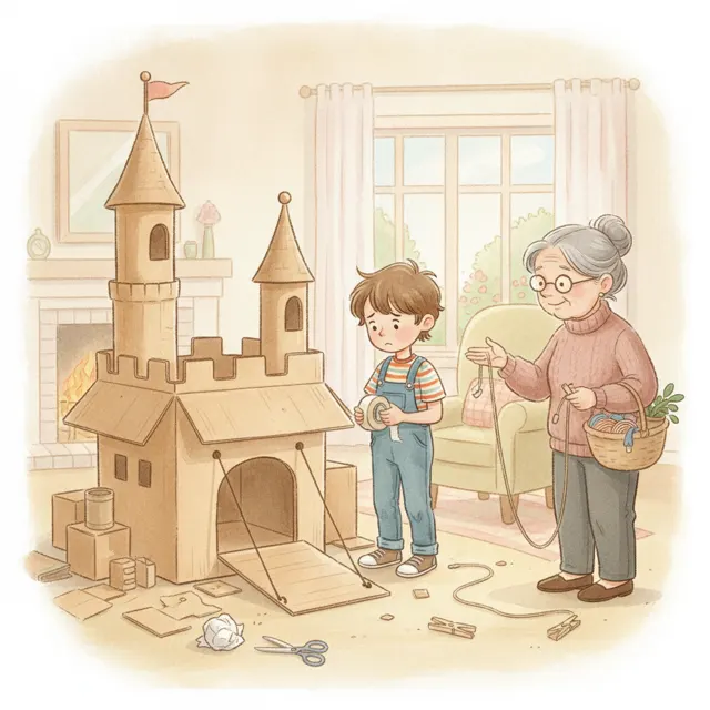 Milo's Cardboard Castle story for kids illustration