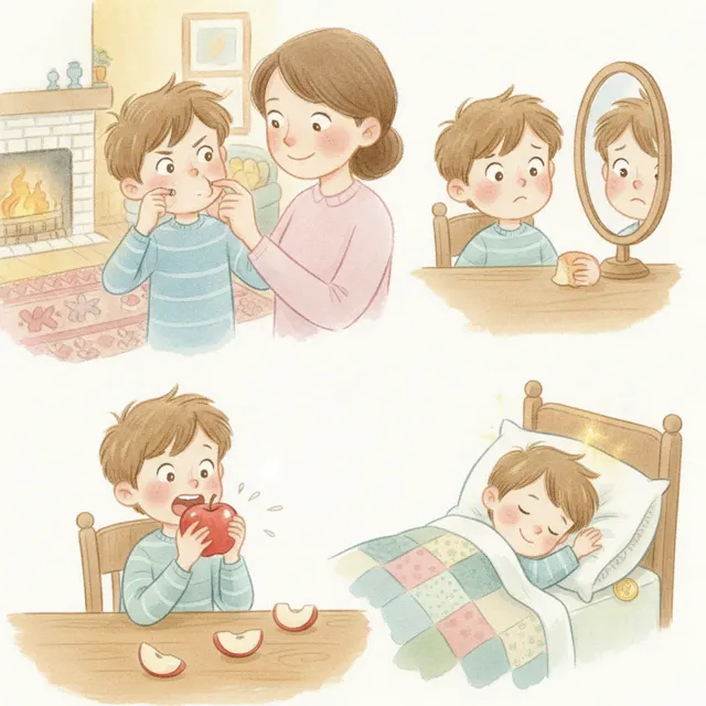 Milo's Wobbly Tooth story for kids illustration