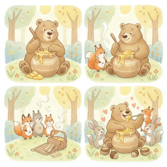 Milo Shares the Honey story for kids illustration
