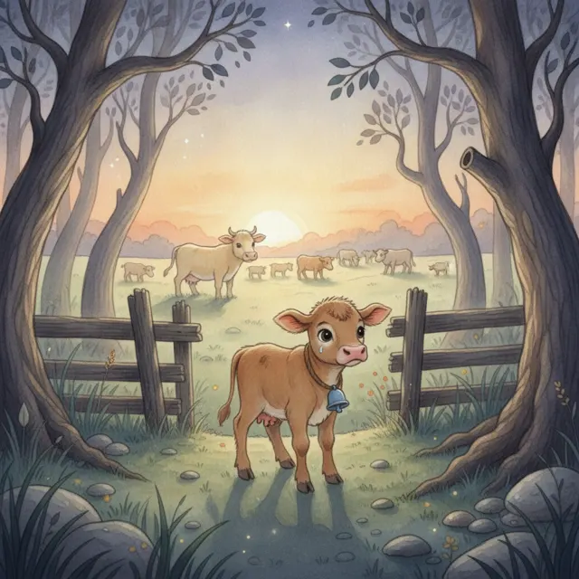 Milo the Calf Who Wandered Too Far story for kids illustration