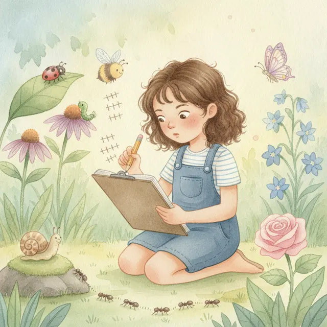Mina Counts the Garden Bugs story for kids illustration