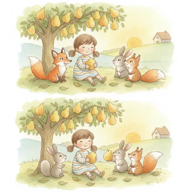 Mina Shares the Sweet Pears story for kids illustration