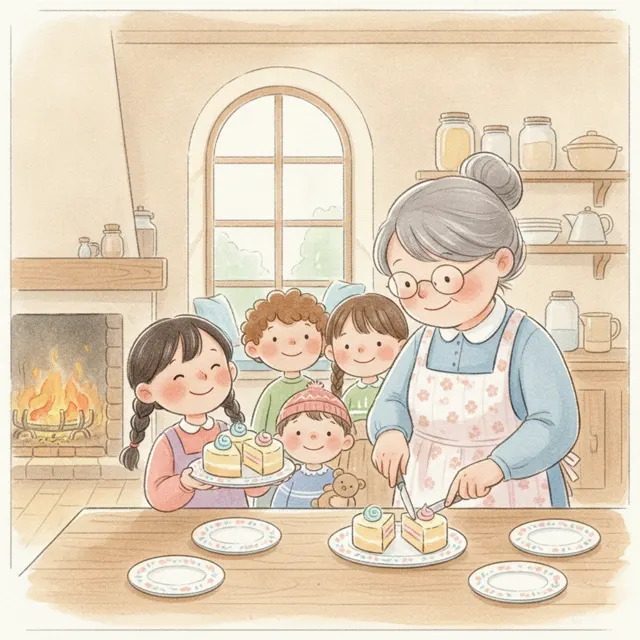 Mira's Five Little Cakes story for kids illustration