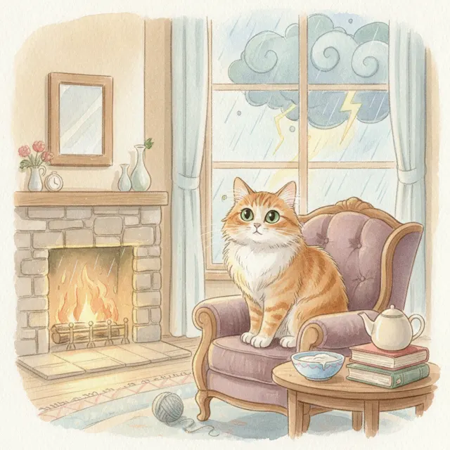 Mittens and the Thunderstorm story for kids illustration