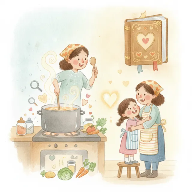 Mom's Secret Soup Recipe story for kids illustration