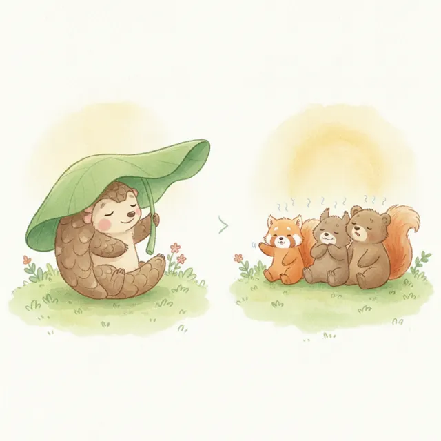 Momo Shares the Big Leaf story for kids illustration