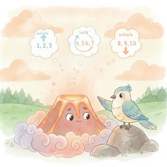 Momo the Volcano Who Learned to Breathe story for kids illustration