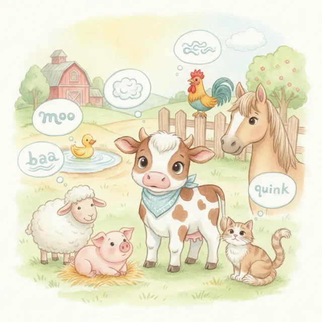 Moo and the Farm story for kids illustration